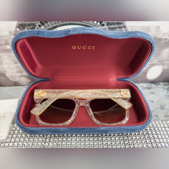 GUCCI Acetate Glitter Sunglasses Full Inclusion - Picture 10 of 11